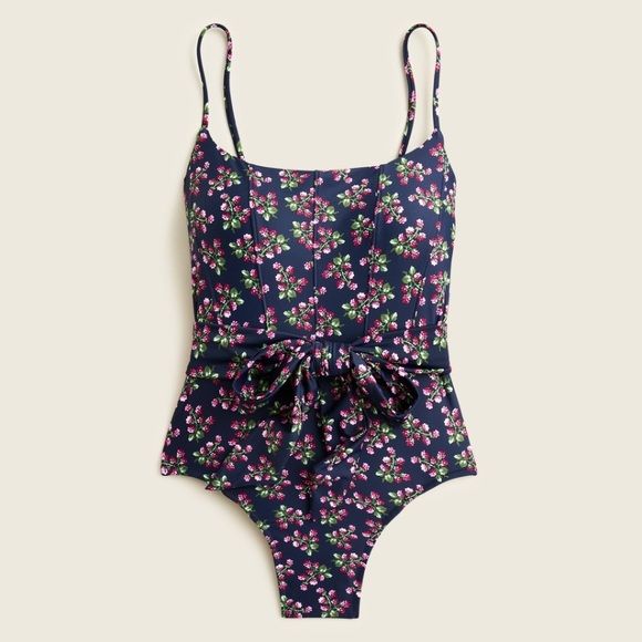 J. Crew Other - J.Crew NWT Re-imagined‎ Topstitched tie-waist one-piece in navy size 10